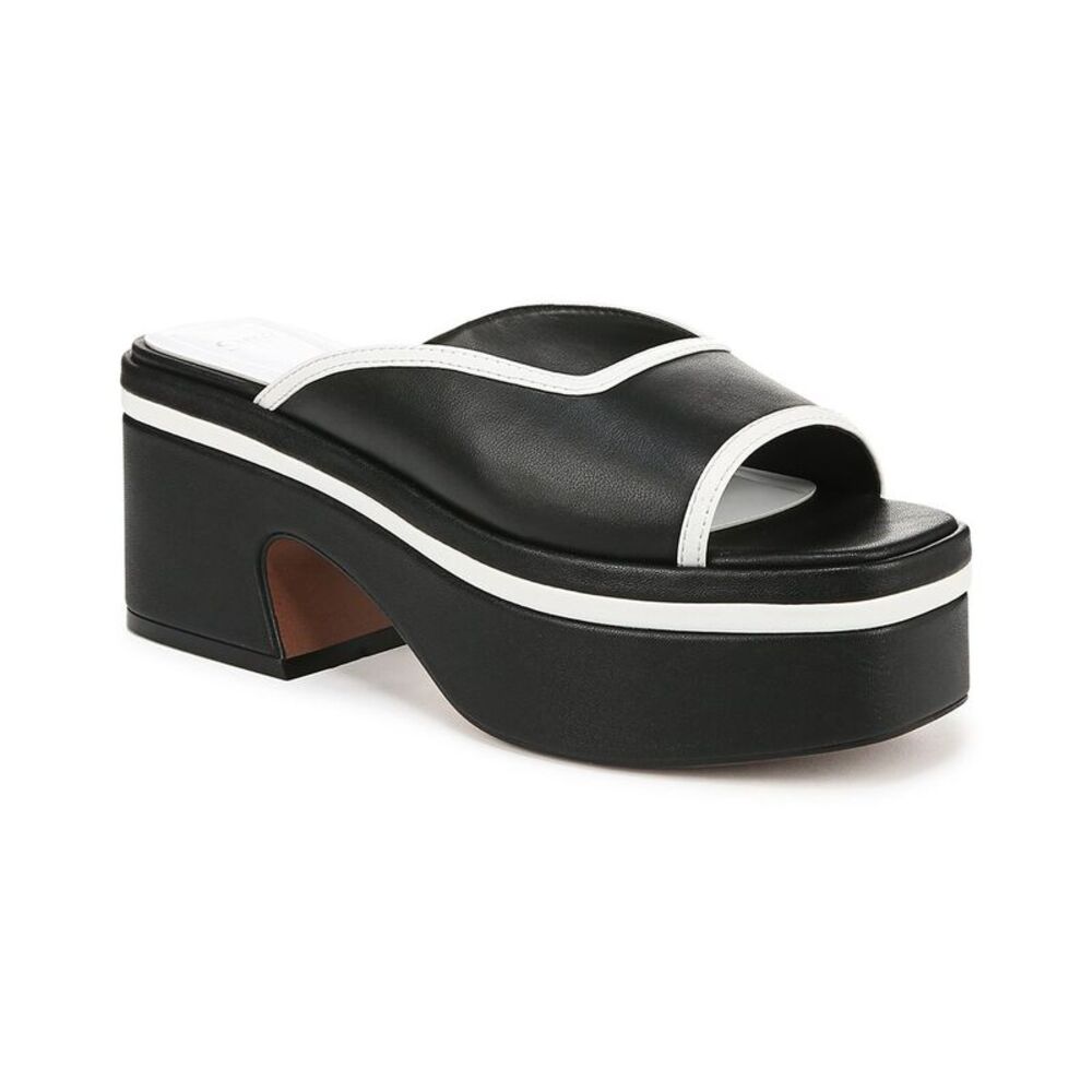 Franco Sarto Black and White Platform Slide Sandals